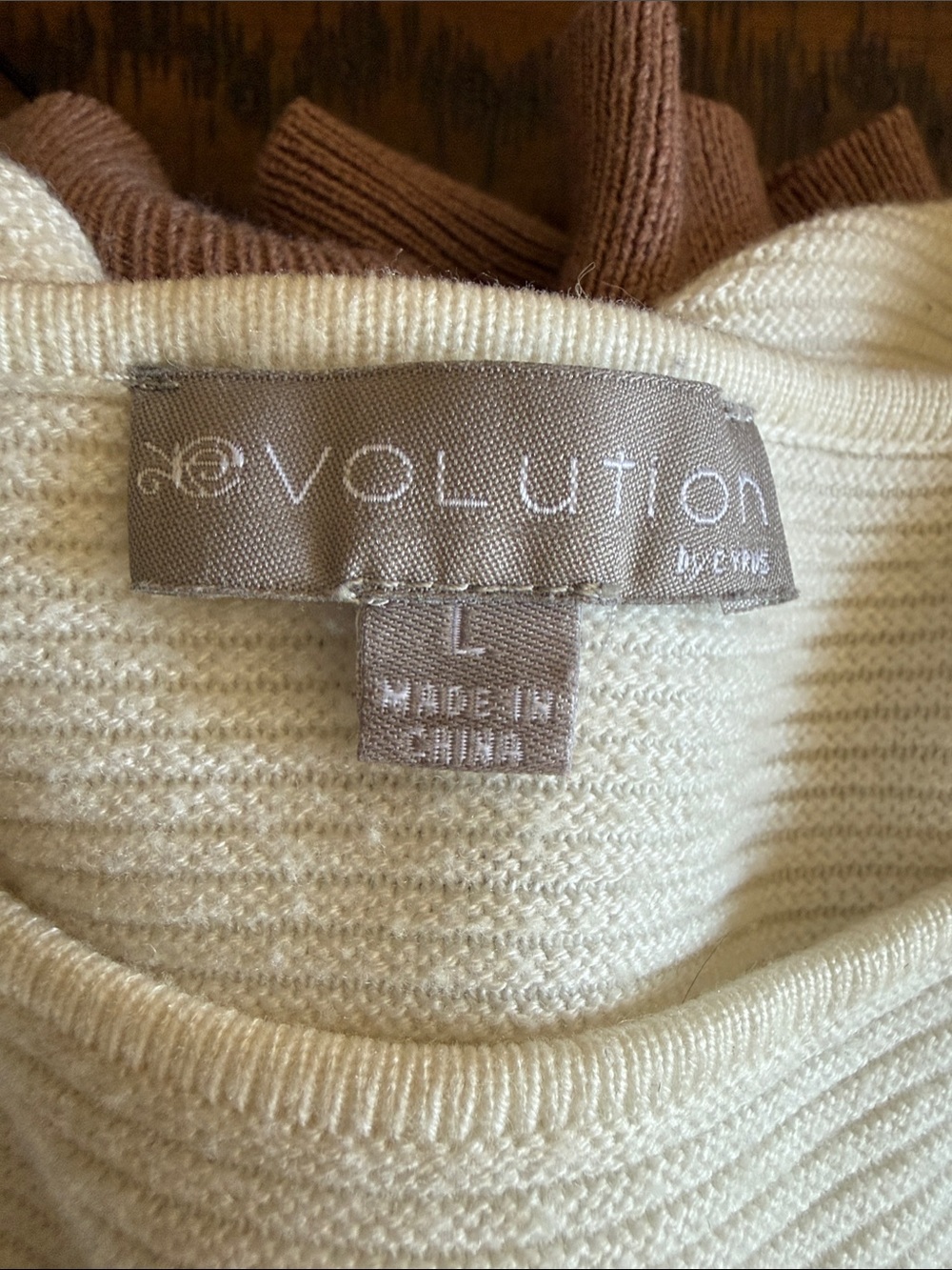 Revolution Cream Sweater with Brown Trim